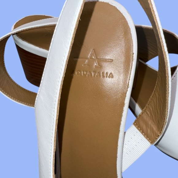 AQUATALIA Slingback Stacked Heel Sandals - Women’s 10M White - Picture 6 of 8